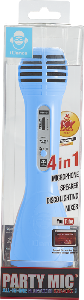 MICROPHONE SANS FIL 2 EN 1 KARAOKE ET ENCEINTE PM6 BLEU