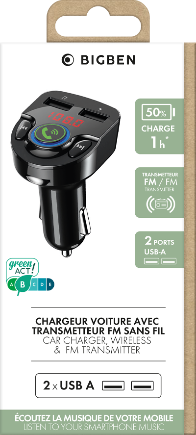 New 2020 - Transmetteur FM Bluetooth, Kit Main Libre Voiture Chargeur de  Voiture