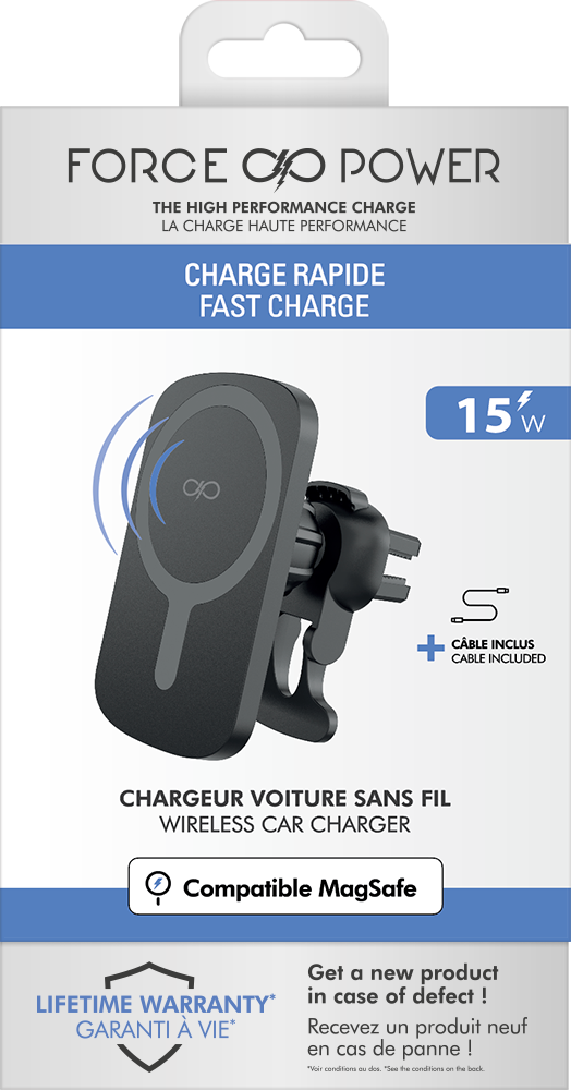 Chargeur sans fil voiture magnetique grille de ventillation (15W) Usams  US-CD164 Transparent