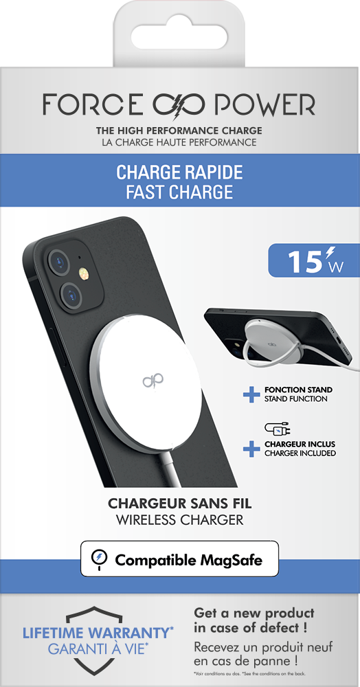 Chargeur induction compatible MagSafe 15W Blanc Force Power -  FPMSINDPAD15WW - Blanc BIGBEN : le chargeur induction à Prix Carrefour