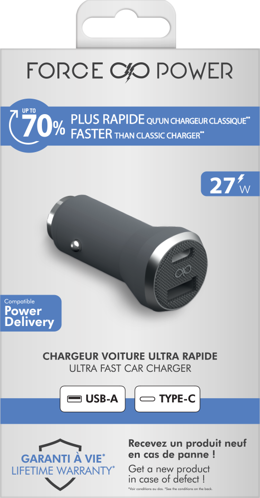 BigBen Force Power - chargeur allume-cigare pour smartphone - 1