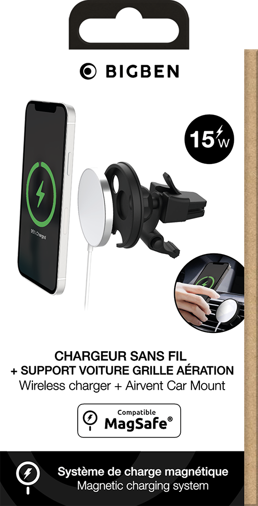 Chargeur Induction Voiture Grille D'Aération - Charge Sans-Fil