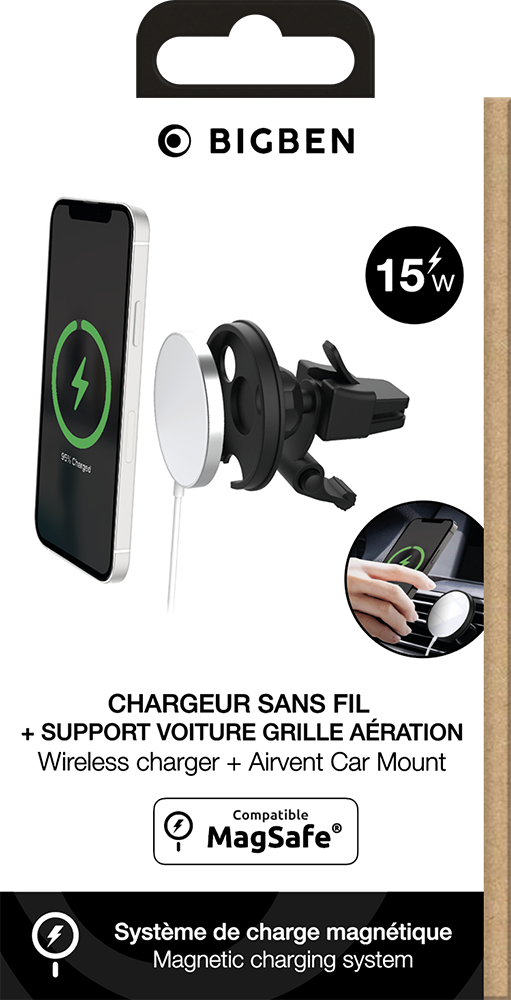 Chargeur Induction Voiture Magnétique,15W Support Téléphone