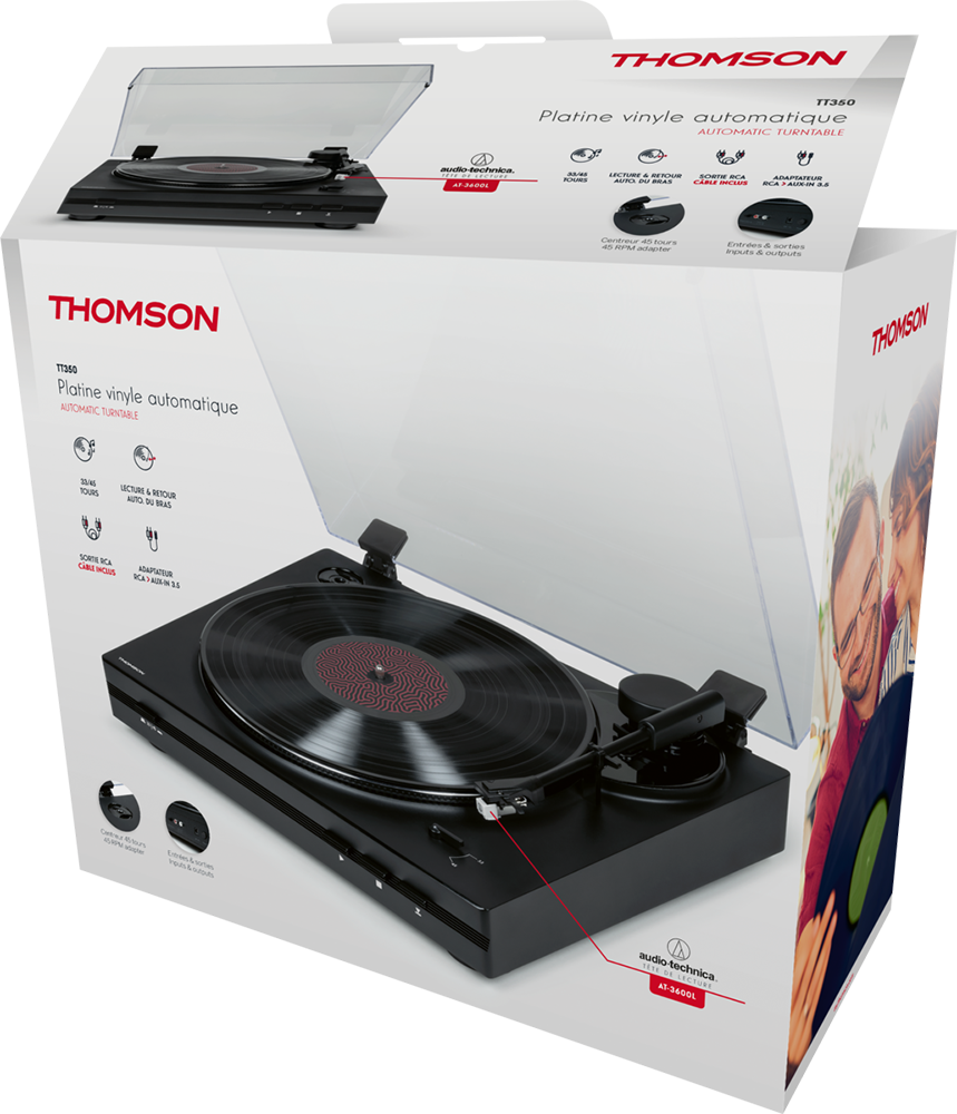 THOMSON TT301 Platine vinyle design 33 et 45 tours - Tête de lecture  Audio-Technica AT3600L avec Quadrimedia