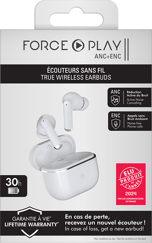 FORCE PLAY - Ecouteurs Force Play True Wireless-Ecouteurs sans fil Blanc