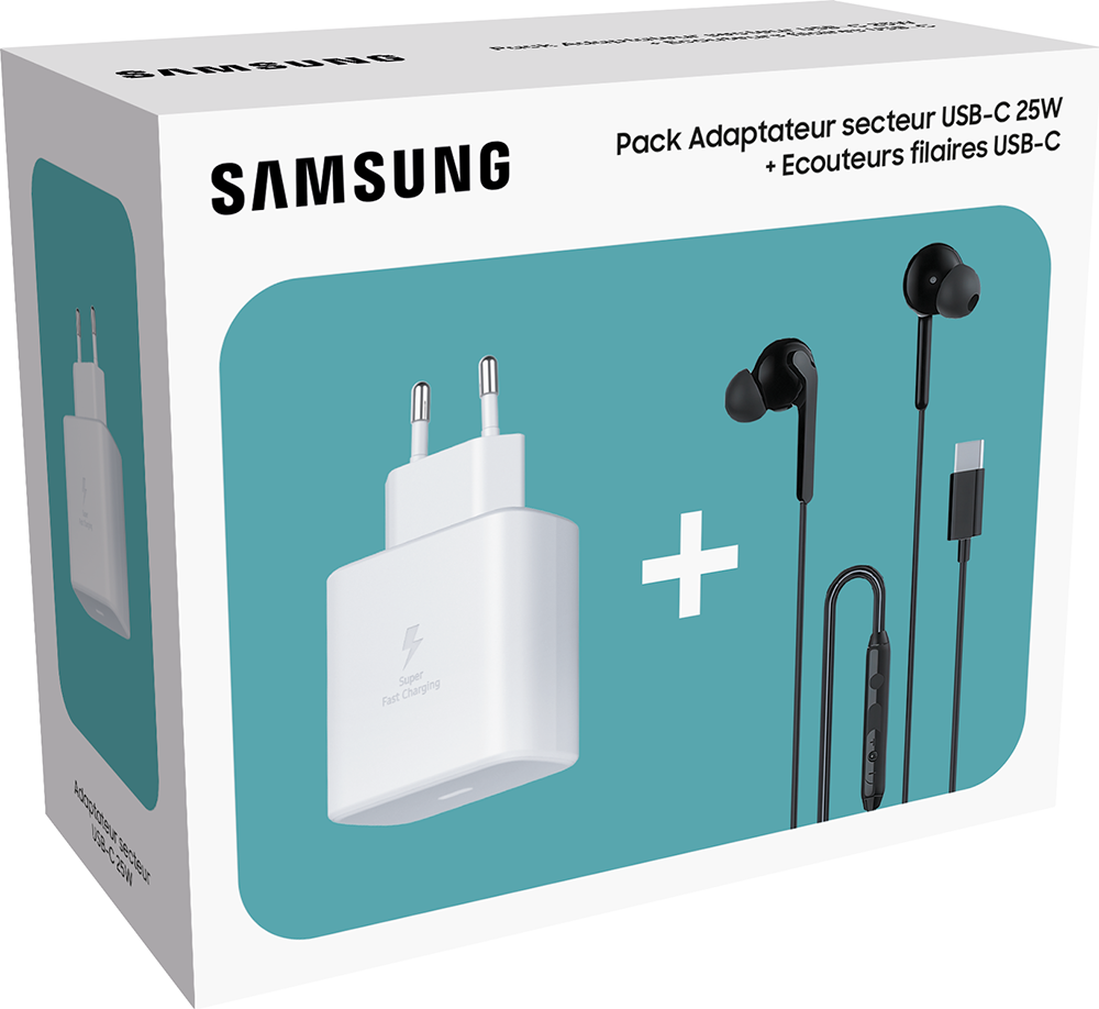 Bundle Ecouteurs intra USB C + Chargeur USB C 25W PD Noir Samsung