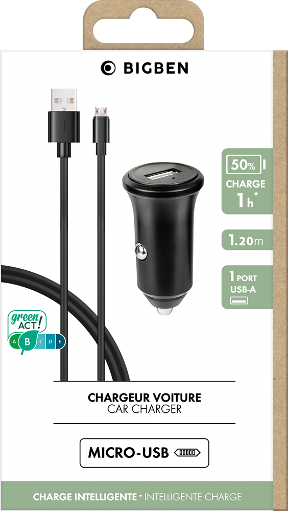 Chargeur Voiture Allume-cigare Micro-USB 1A - Français