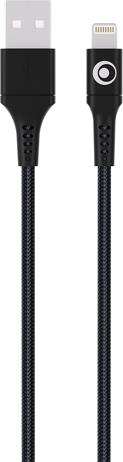 Image secondaire de Câble Tissé USB A / Lightning 2.4A 1.2m FastCharge 12W Noir Bigben
