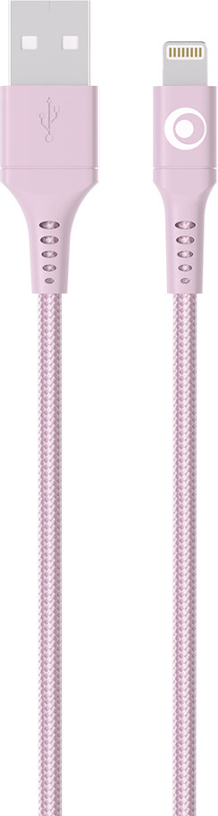 Image secondaire de Câble Tissé USB A / Lightning 2.4A 1.2m FastCharge 12W Rose Bigben