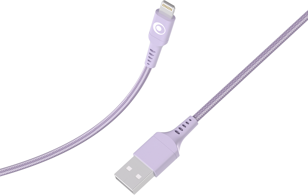 Câble Tissé USB A / Lightning 2.4A 1.2m FastCharge 12W Violet Bigben