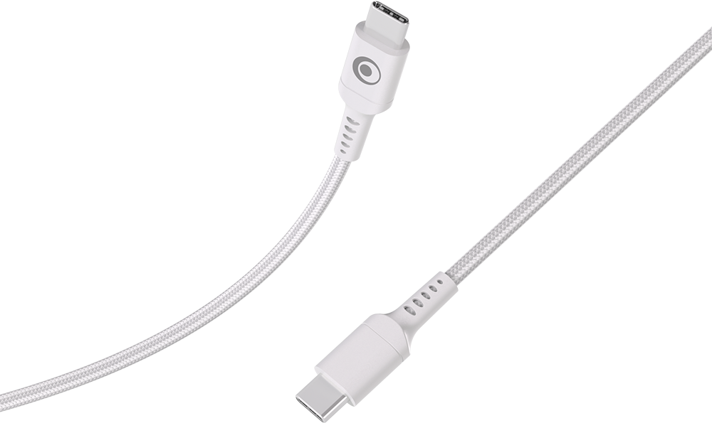 Câble Tissé USB C / USB C 5A 1.2m PD 100W Blanc Bigben