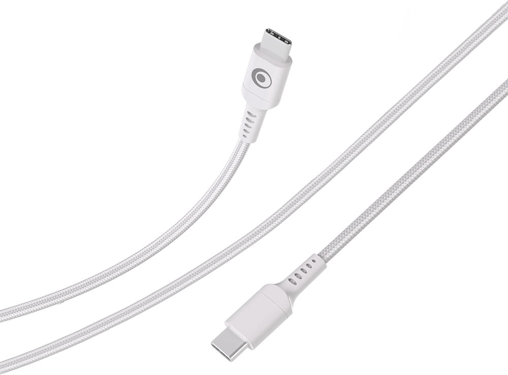 Câble Tissé USB C / USB C 5A 2m PD 100W Blanc Bigben