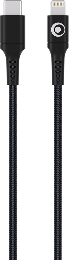 Image secondaire de Câble Tissé USB C / Lightning 3A 1.2m PD 60W Noir Bigben