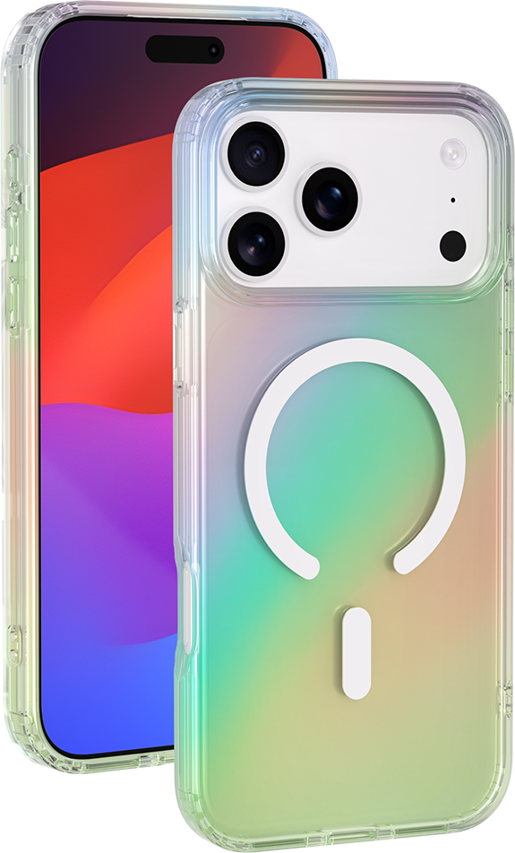 Coque MagSafe iPhone 17 Pro Hybride Transparente Irisée Bigben