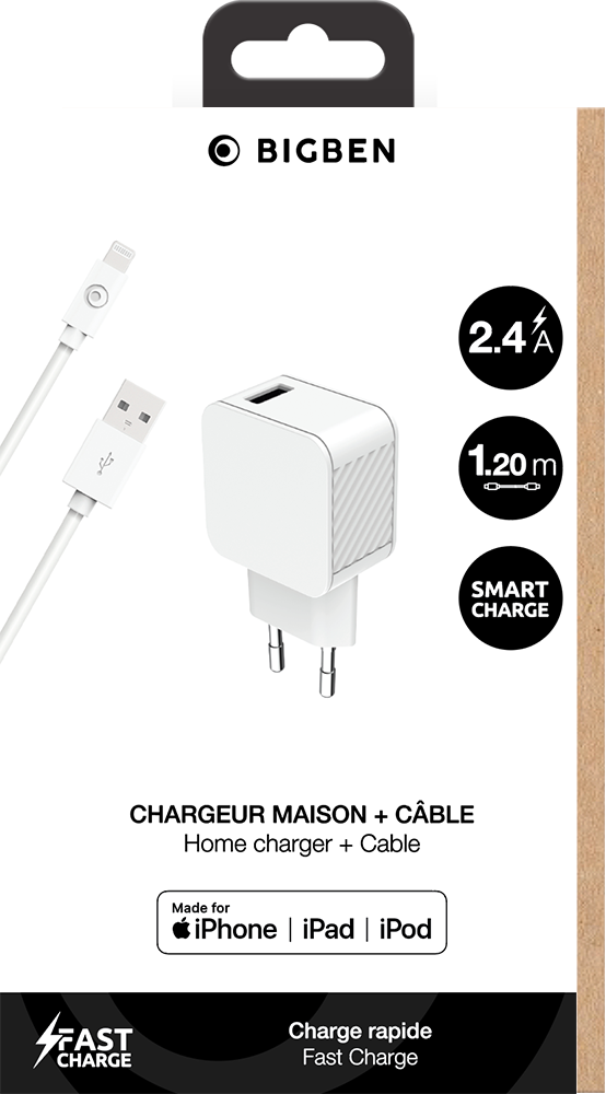 Câble iPhone / iPad USB-C vers Lightning 2 mètres / Charge rapide 2.4A 12W