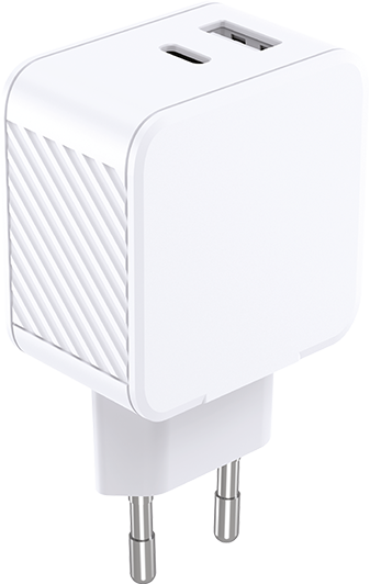 Chargeur USB A + USB C 65W Power Delivery GaN Blanc Bigben