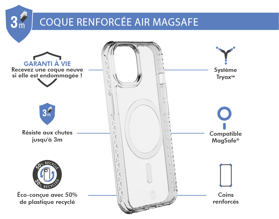 Coque pour iPhone 15 Pro - Protection Transparente Rigide Contour Bleu avec  Cercle Magnétique et Protection Objectif Arrière - Cdiscount Téléphonie