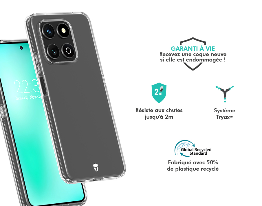 Image secondaire de Coque renforcée Honor Honor 400S FEEL 2m Transparente + Garantie à vie Force Case