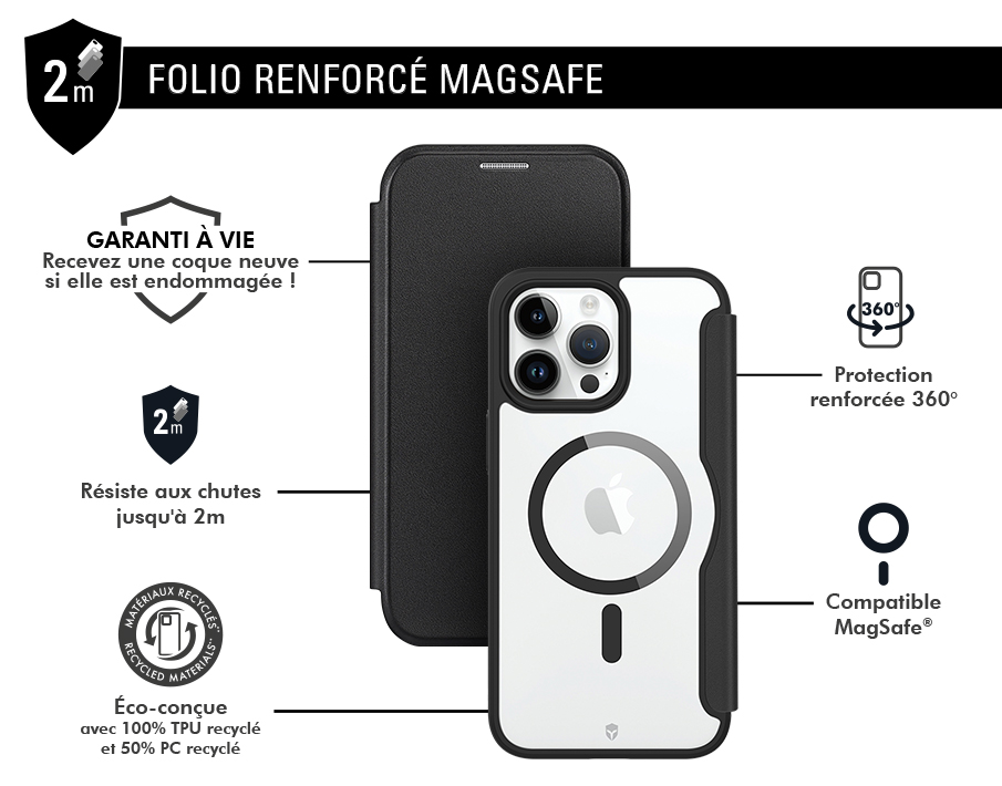 COQUE RENFORCEE COMPATIBLE MAGSAFE DROP TEST 2M POUR APPLE IPHONE