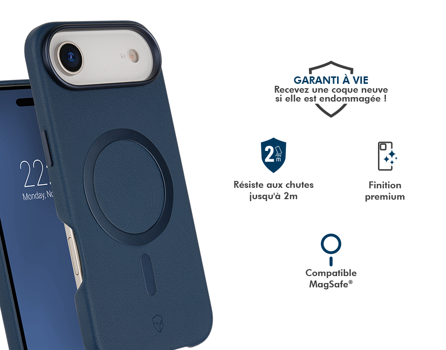 Image secondaire de Coque renforcée MagSafe iPhone Air PLATINIUM 2m Bleu marine + Garantie à vie Force Case