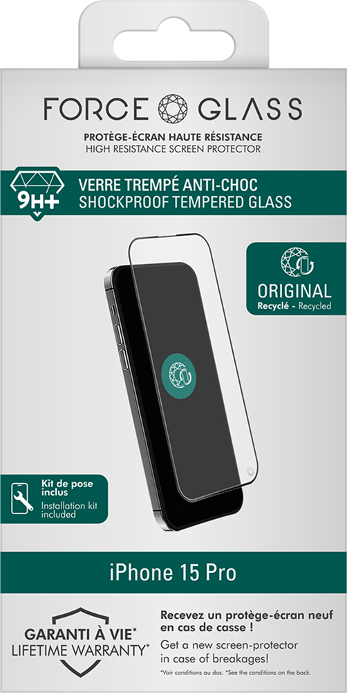 Protège écran FORCE GLASS iPhone 15 Plus Original Force Glass en