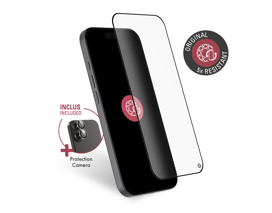 Pack Protège-écran CeramicShield iPhone 17 / 16 Pro 2.5D Original + 2 Protège Lentilles + Garantie à vie - Certifié GRS Force Gl