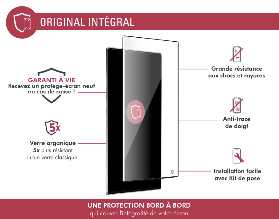 Protège écran FORCE GLASS Samsung S22 Ultra Organic