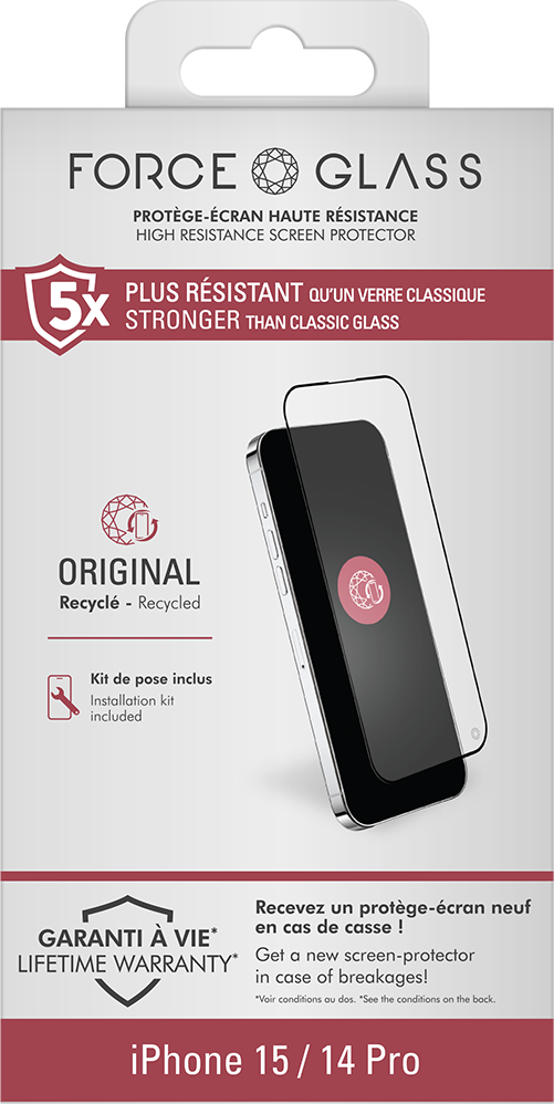 Pack iPhone 15 Pro Max 1 Protège-écran Original 2,5D 100% verre