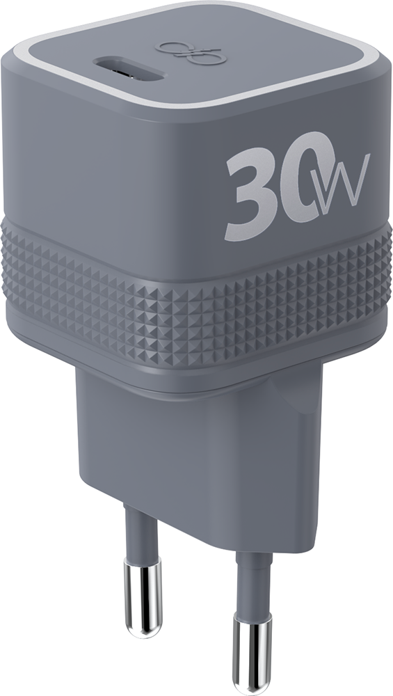 Chargeur USB C Cube 30W Power Delivery UltraGaN Gris + Garantie à vie Force Power