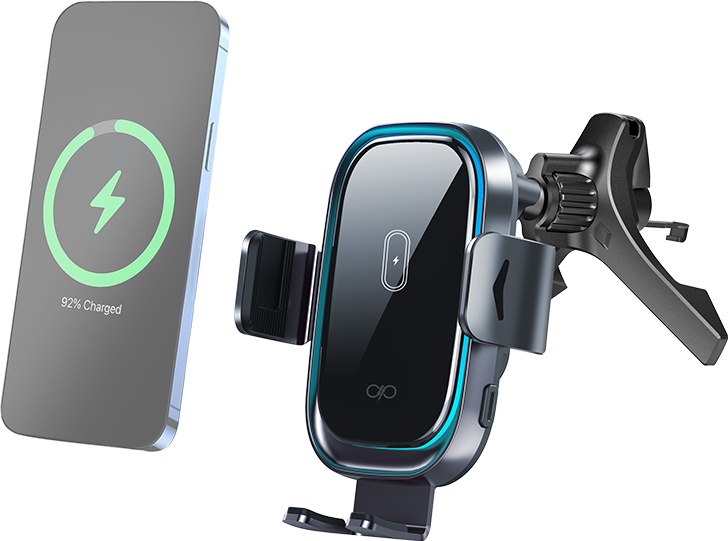 Chargeur sans fil voiture 15W Qi Support Ventilation Noir + Garantie à vie Force Power Lite
