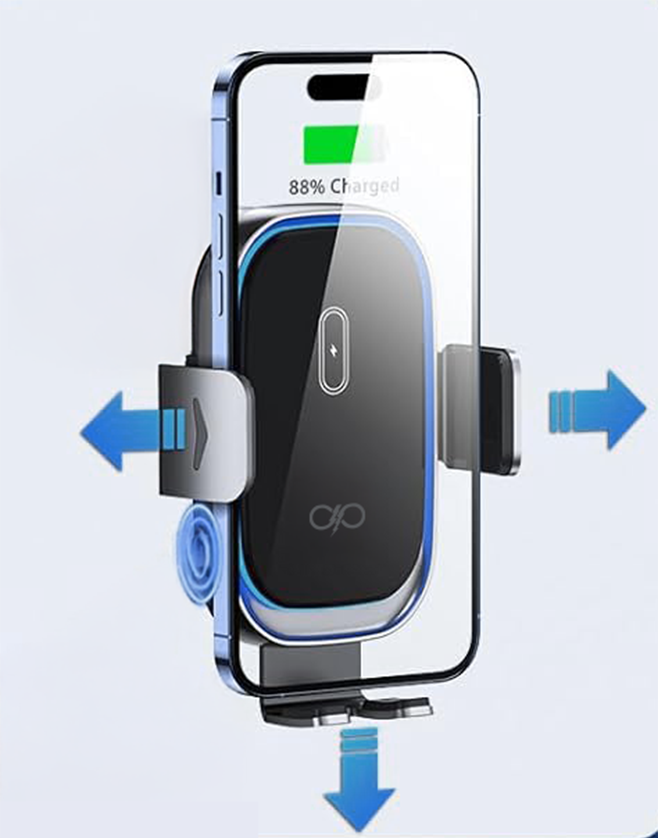 Image secondaire de Chargeur sans fil voiture 15W Qi Support Pare-brise / Tableau de bord Noir + Garantie à vie Force Power Lite