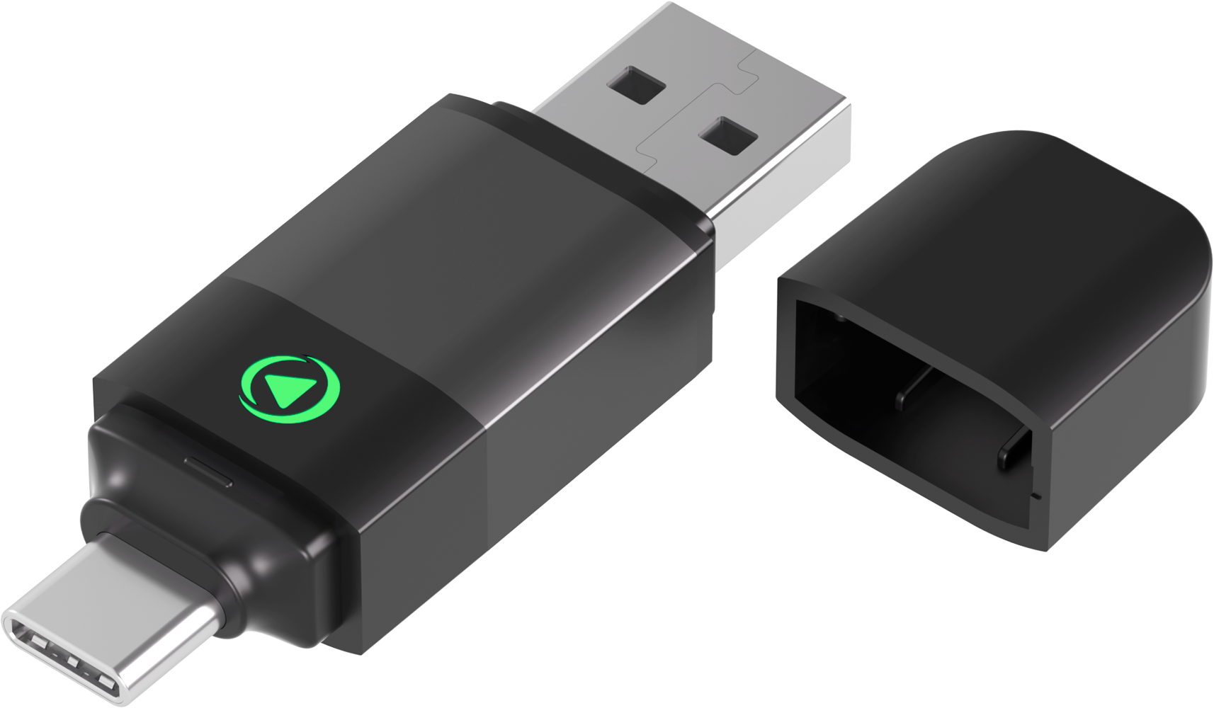 Image secondaire de Adaptateur sans fil USB A/C vers CarPlay / Android Auto Noir + Garantie à vie Force Play