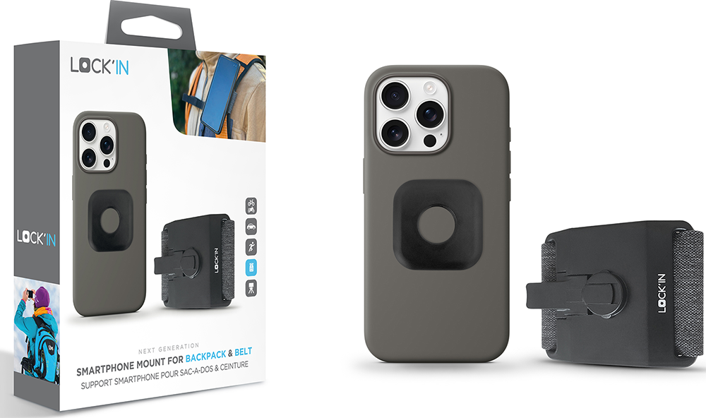 Support téléphone pour Sac à dos & Ceinture Noir Lock'in