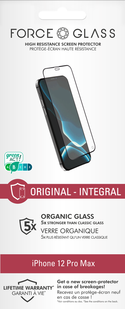 Protège écran iPhone 12 / 12 Pro Original Garanti à vie Force Glass sur