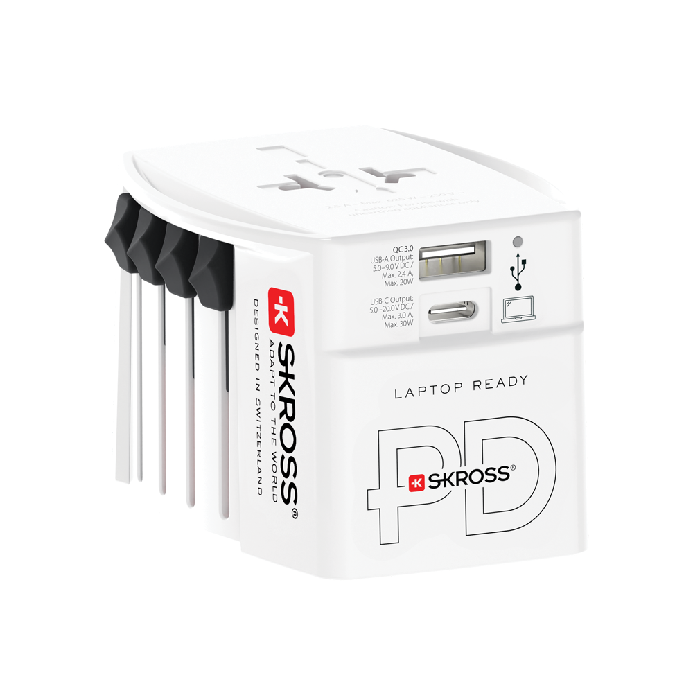 Adaptateur voyage USB A + USB C MUV Universel Blanc Skross