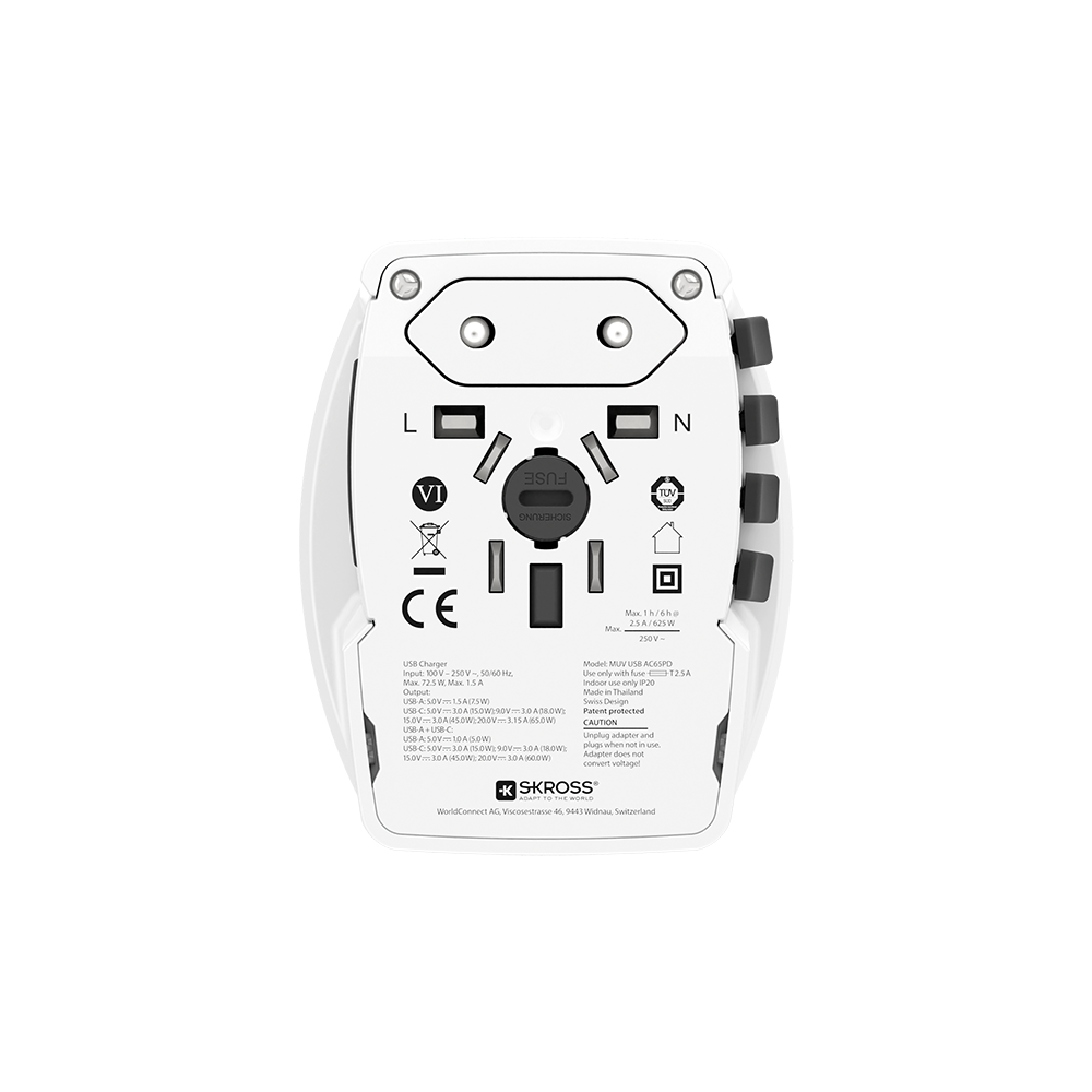 Image secondaire de Adaptateur voyage USB A + USB C MUV Universel Blanc Skross