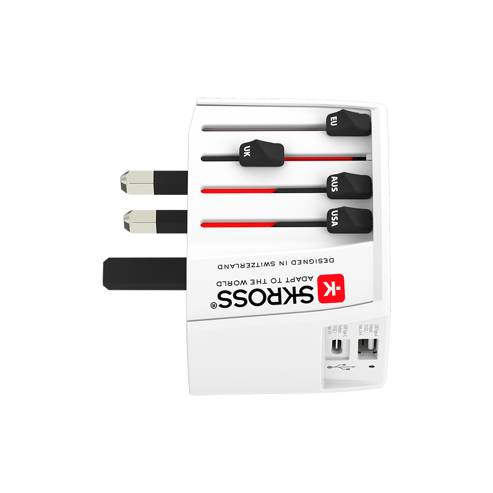 Image secondaire de Adaptateur Chargeur Voyage USB A + USB C MUV 27W Power Delivery Universel 2 poles Blanc Skross