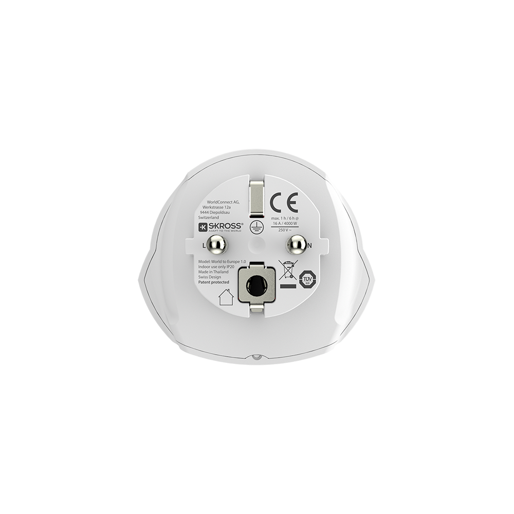 Image secondaire de Adaptateur voyage 16A Monde vers Europe 2/3 poles Blanc Skross