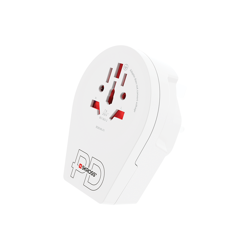Adaptateur voyage USB C Monde vers UK Blanc Skross