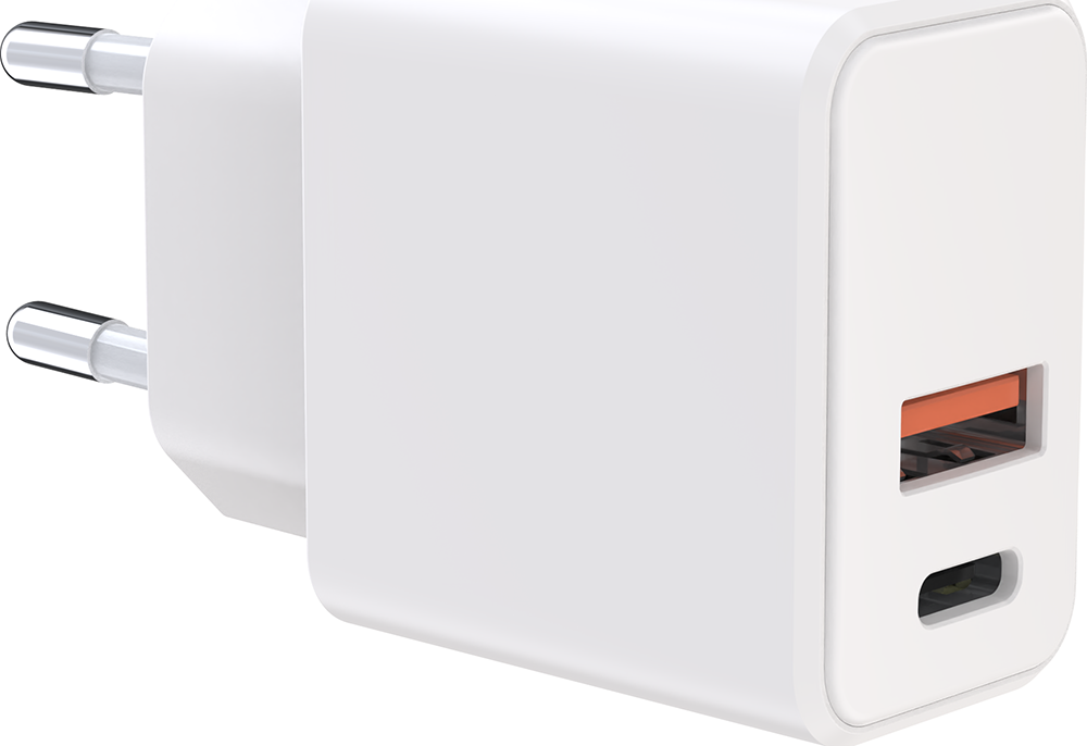 Chargeur USB A + USB C 38W (18+20W) Power Delivery Blanc WOW