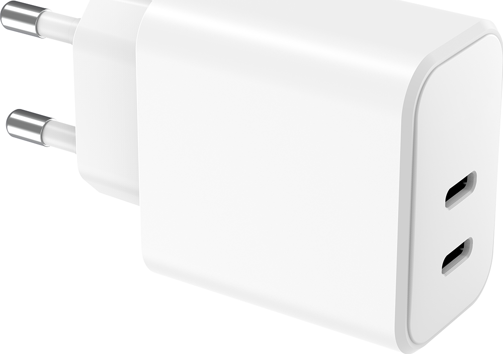 Chargeur 2 USB C 40W (20+20W) Power Delivery Blanc WOW