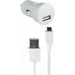Mini chargeur allume-cigare 1A blanc micro USB