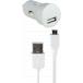 Kit Chargeur Voiture USB A 2A + Câble USB A / microUSB 1m Blanc