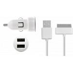Mini chargeur allume-cigare blanc 2A connectique 30 broches Apple