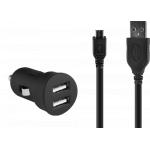 Chargeur voiture 2.1A FastCharge Mini + Câble USB A/micro USB Noir Bigben