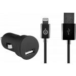 1A Car Charger + USB A to Lightning Cable Black Bigben