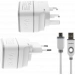 Thomson white AC charger of travel with USB/micro USB cable