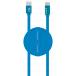 Blue USB C / USB flat cable with charge indicator
