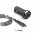 3A FastCharge Car Charger + USB A to USB C Ultra-reinforced Cable Gray - Lifetime Warranty Force Power