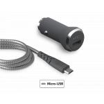 Chargeur voiture 2.4A IC Smart + Câble renforcé USB A/micro USB Garanti à vie Gris Force Power